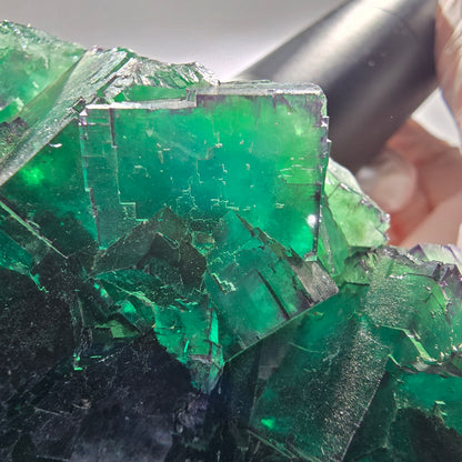 XXL Cube de fluorine fantôme, vert et violet, parcellaire, Okorusu, Namibie 201*123*47mm #12663