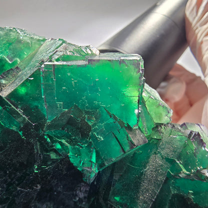 XXL Cube de fluorine fantôme, vert et violet, parcellaire, Okorusu, Namibie 201*123*47mm #12663