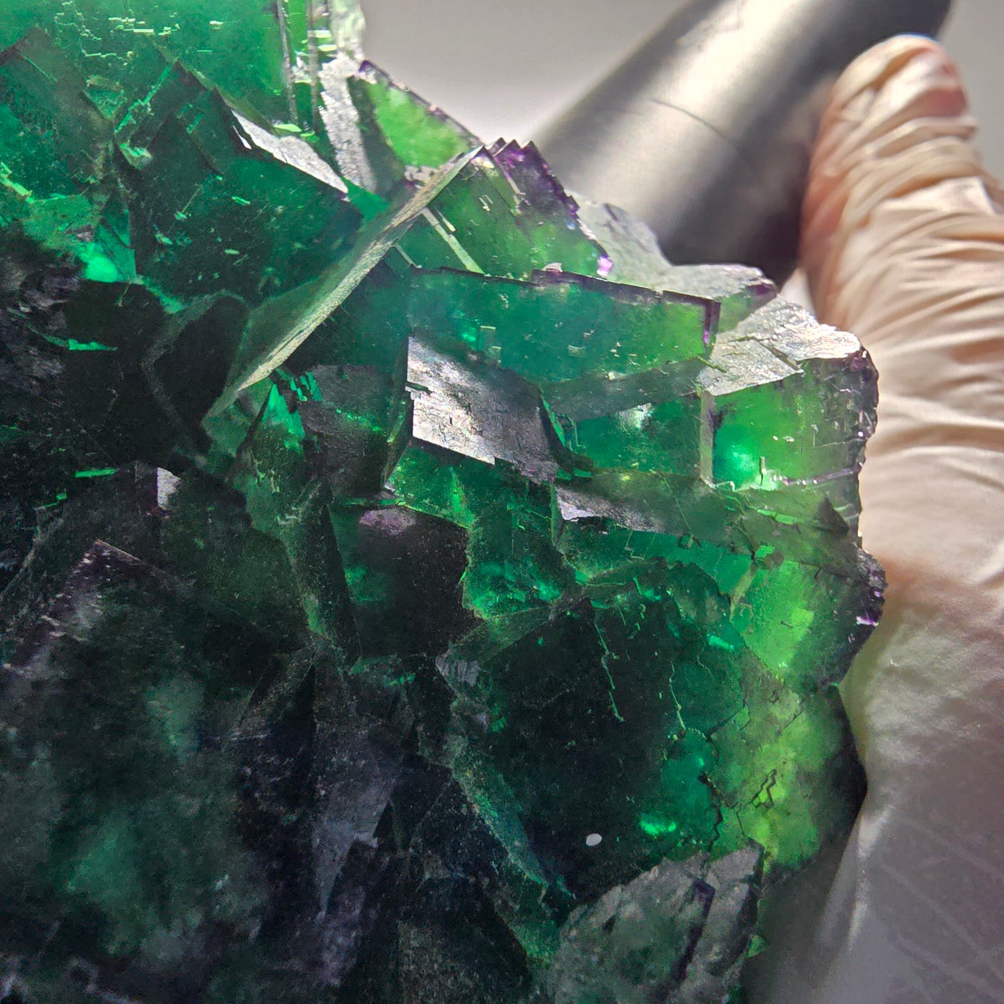 XXL Cube de fluorine fantôme, vert et violet, parcellaire, Okorusu, Namibie 201*123*47mm #12663