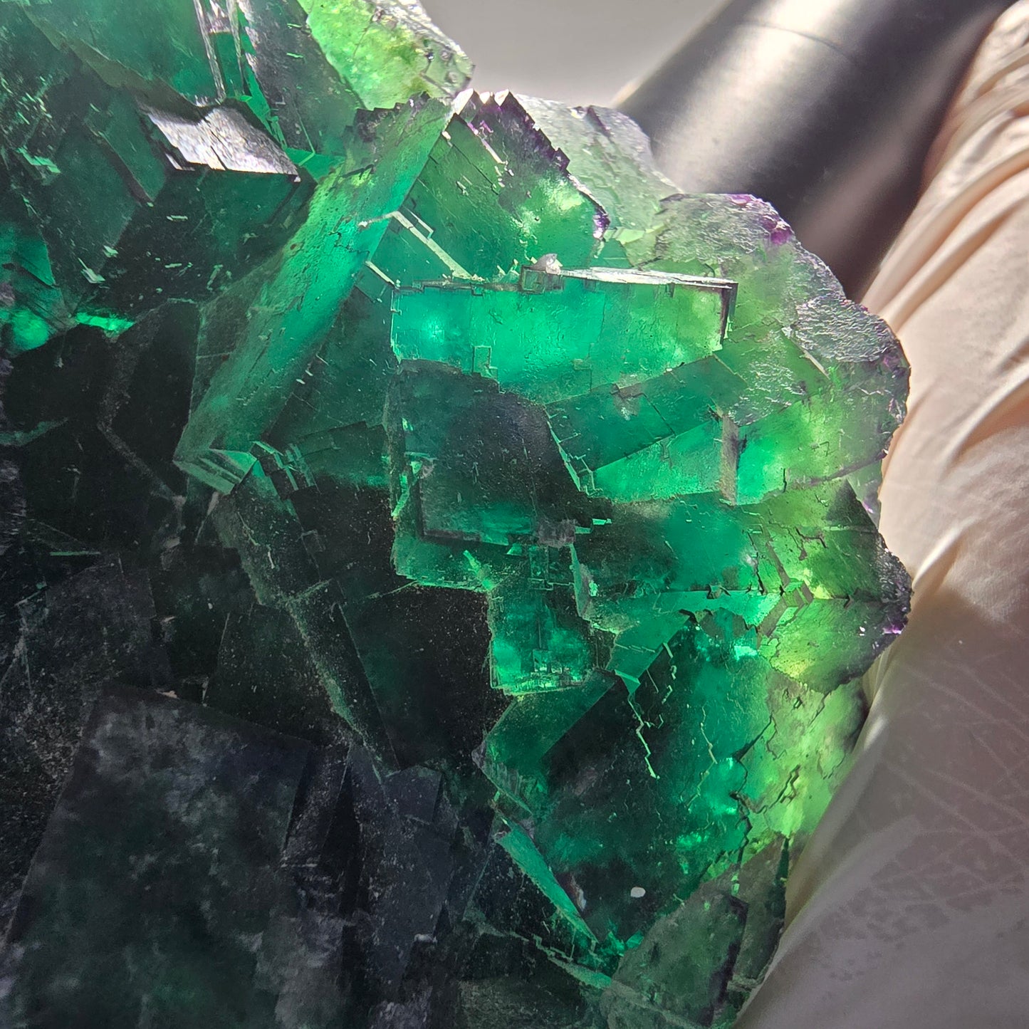 XXL Cube de fluorine fantôme, vert et violet, parcellaire, Okorusu, Namibie 201*123*47mm #12663