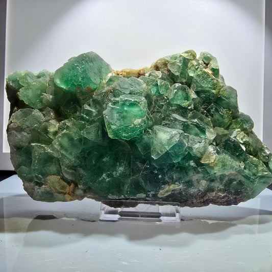 XXL Phantom Fluorit Würfel Stufe, parkettiert grün Okorusu, Namibia 210*123-60mm #12664