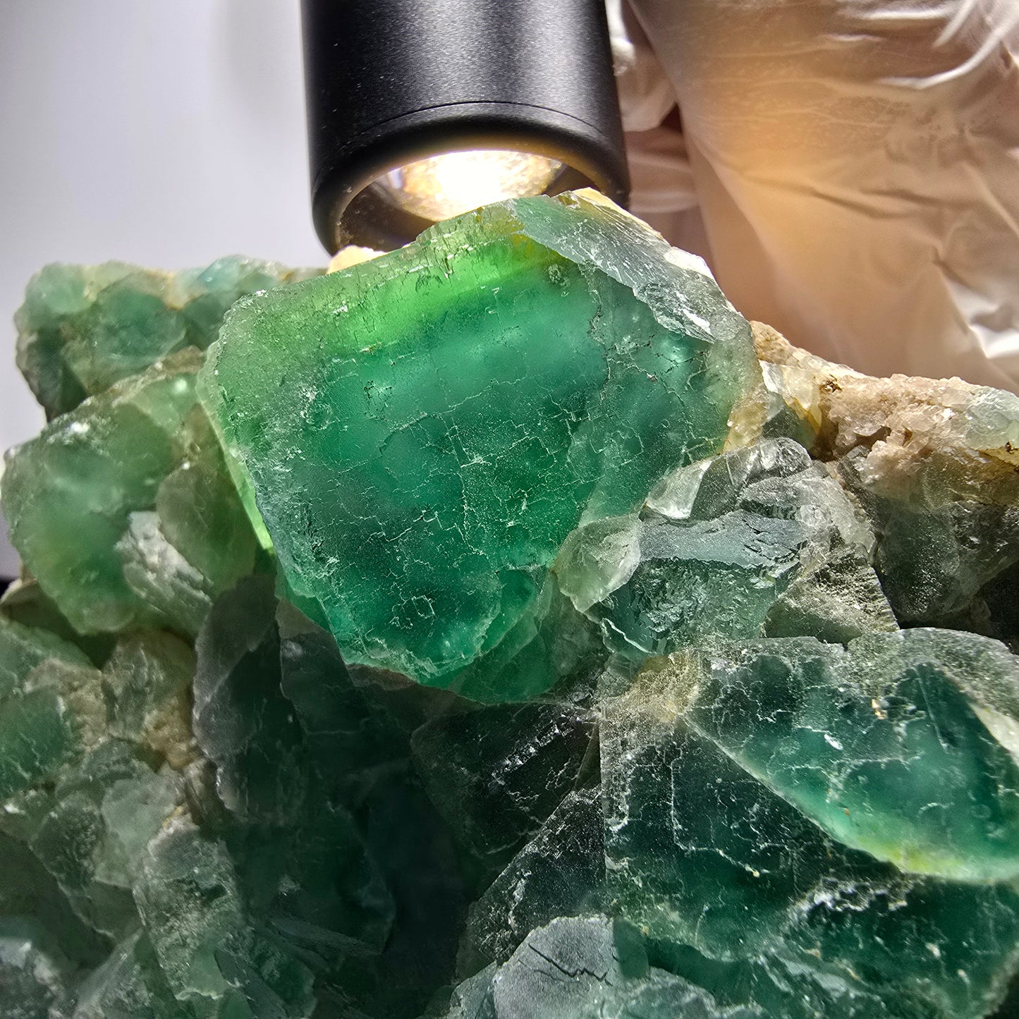 XXL Fantôme Fluorite Cube, plancher vert Okorusu, Namibie 210*123-60mm #12664