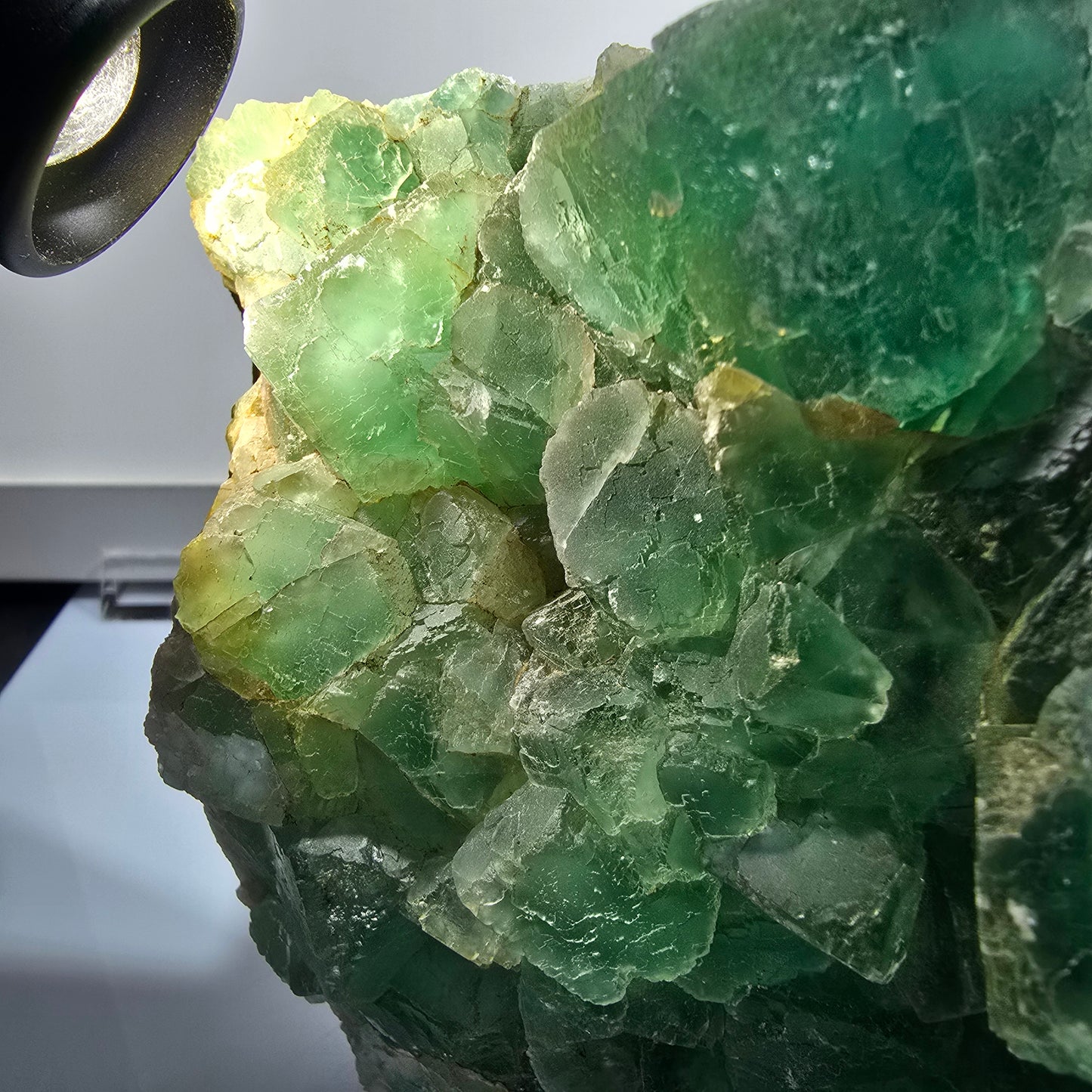 XXL Fantôme Fluorite Cube, plancher vert Okorusu, Namibie 210*123-60mm #12664