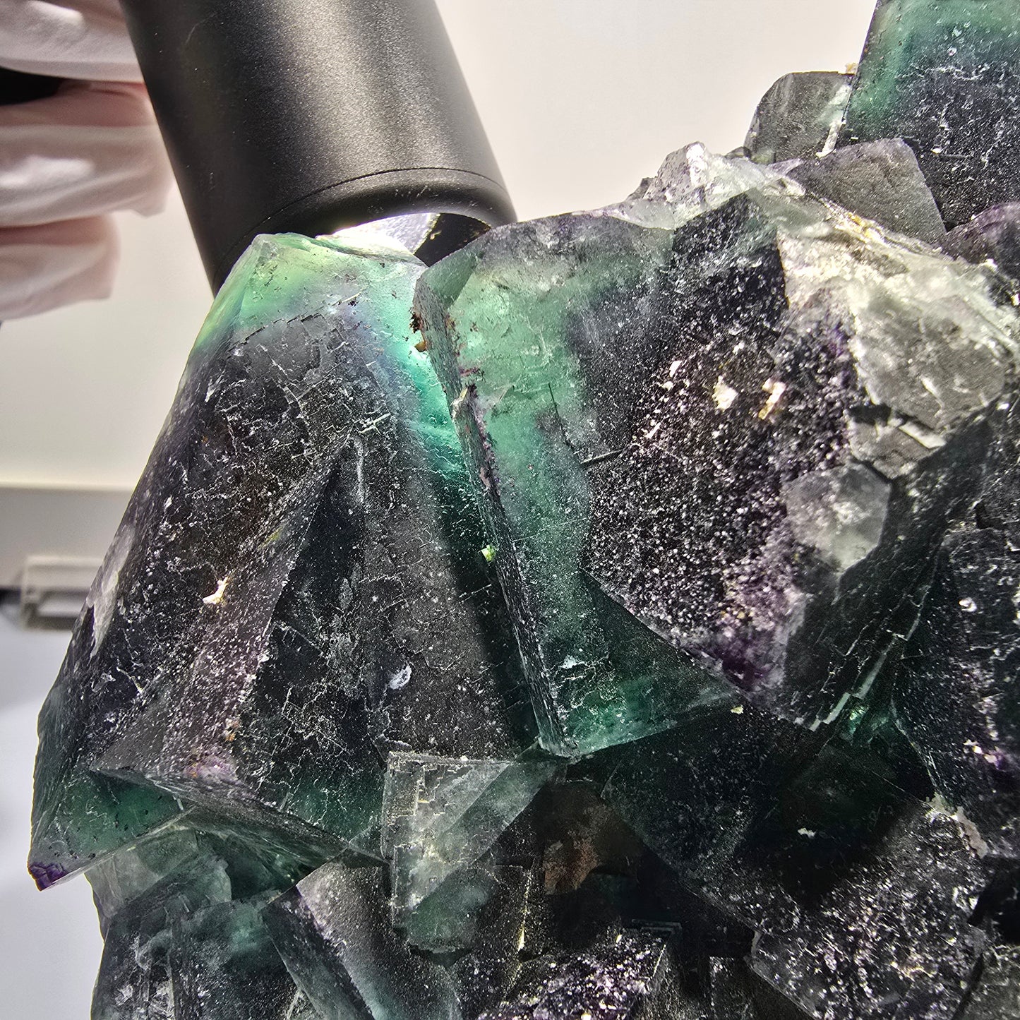 XXL Phantom Fluorite Cube Stage, parkettiert grün lila Okorusu, Namibia 200*136*53mm #12666