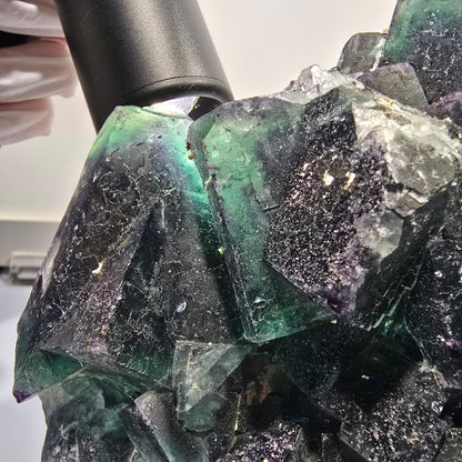 XXL Phantom Fluorite Cube Stage, parkettiert grün lila Okorusu, Namibia 200*136*53mm #12666