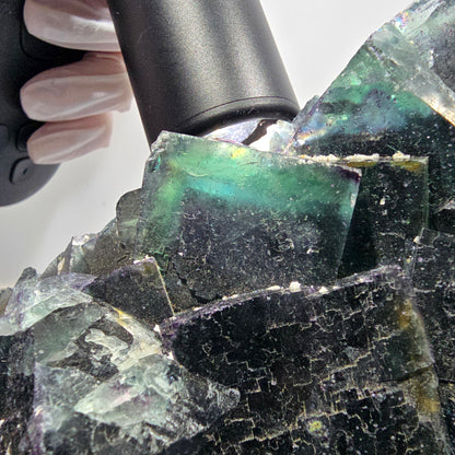 XXL Phantom Fluorite Cube Stage, parkettiert grün lila Okorusu, Namibia 200*136*53mm #12666