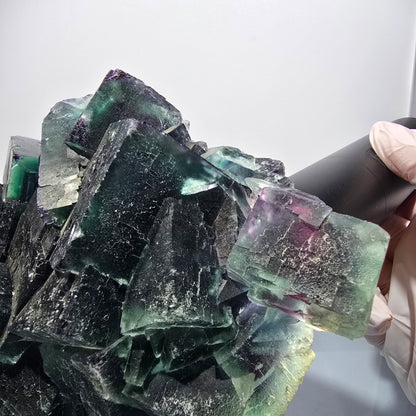 XXL Phantom Fluorite Cube Stage, parkettiert grün lila Okorusu, Namibia 200*136*53mm #12666