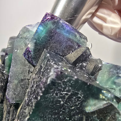 XXL Phantom Fluorite Cube Stage, parkettiert grün lila Okorusu, Namibia 200*136*53mm #12666