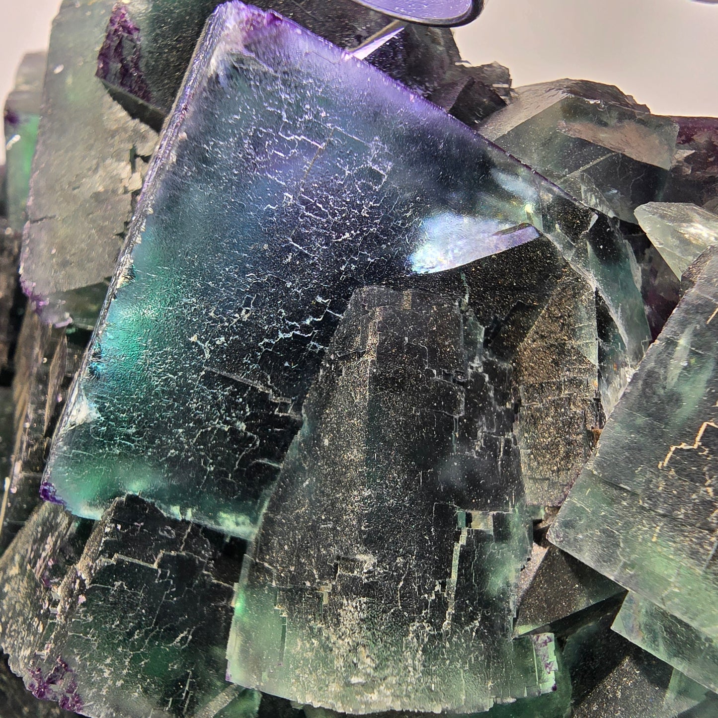 XXL Phantom Fluorite Cube Stage, parkettiert grün lila Okorusu, Namibia 200*136*53mm #12666