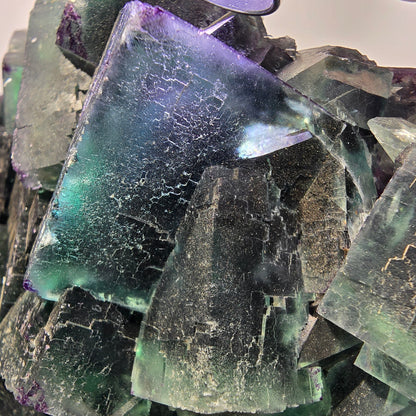 XXL Phantom Fluorite Cube Stage, parkettiert grün lila Okorusu, Namibia 200*136*53mm #12666