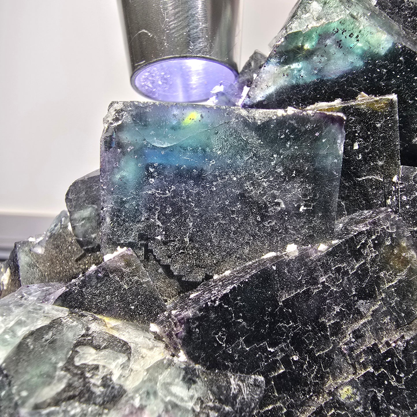 XXL Phantom Fluorite Cube Stage, parkettiert grün lila Okorusu, Namibia 200*136*53mm #12666