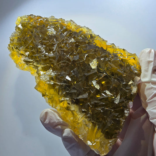 Große Phantom Fluorit Würfel Stufe gelb Honey Pocket Okorusu Namibia 121*84*19mm #12668