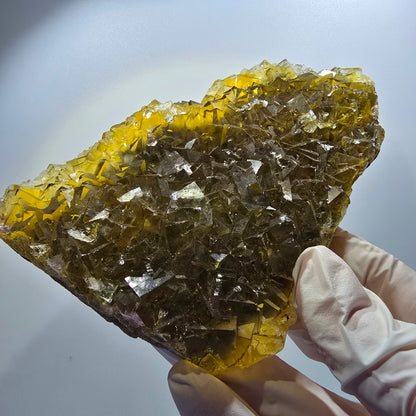 Large Phantom Fluorite Cube Specimen Yellow Honey Pocket Okorusu Namibia 121*84*19mm #12668