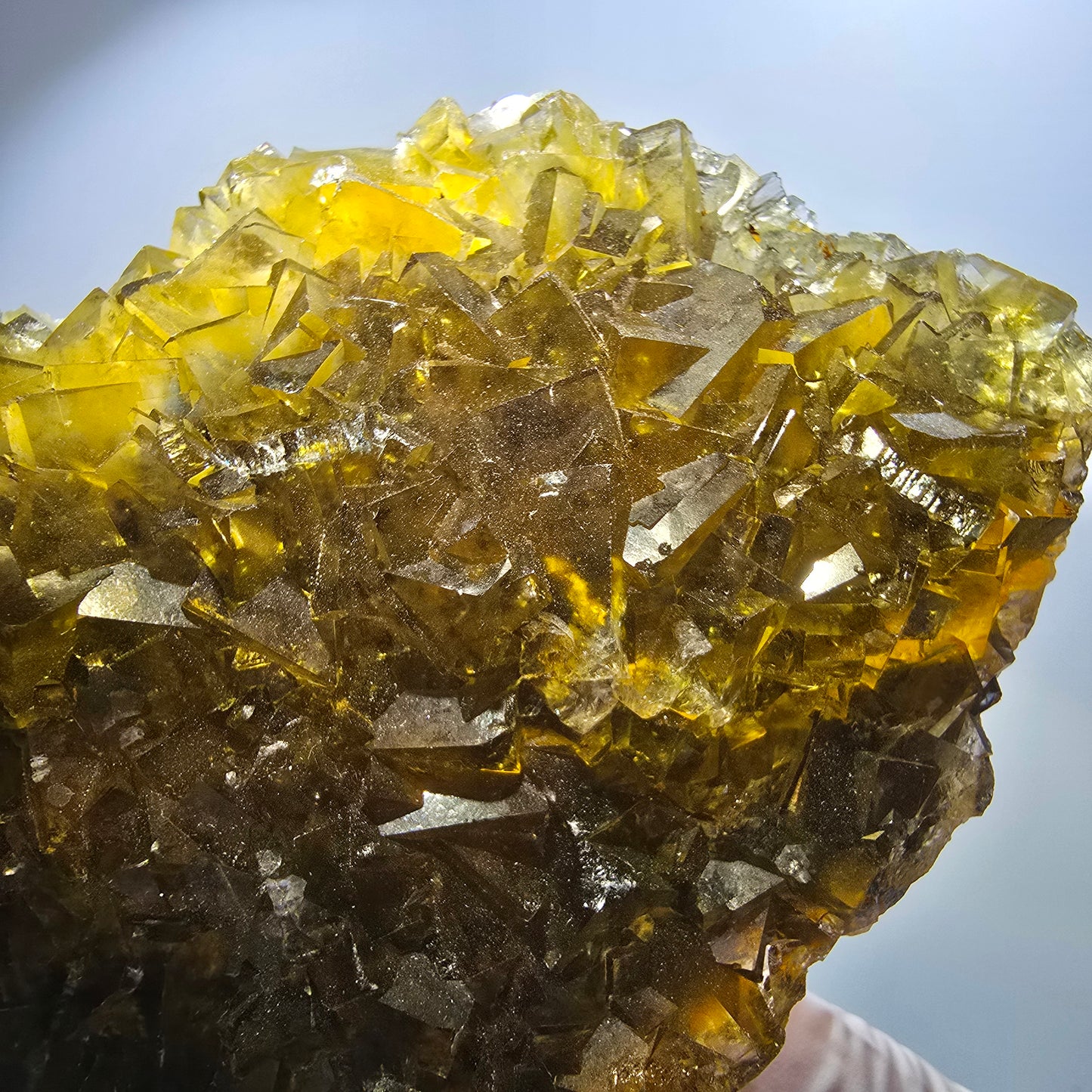 Large Phantom Fluorite Cube Specimen Yellow Honey Pocket Okorusu Namibia 121*84*19mm #12668