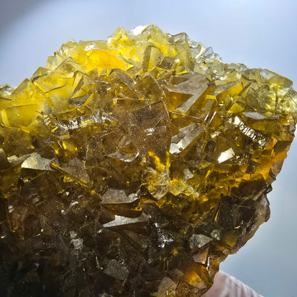 Large Phantom Fluorite Cube Specimen Yellow Honey Pocket Okorusu Namibia 121*84*19mm #12668