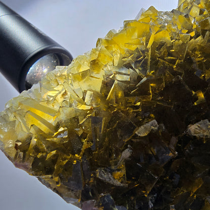 Large Phantom Fluorite Cube Specimen Yellow Honey Pocket Okorusu Namibia 121*84*19mm #12668