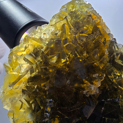 Large Phantom Fluorite Cube Specimen Yellow Honey Pocket Okorusu Namibia 121*84*19mm #12668