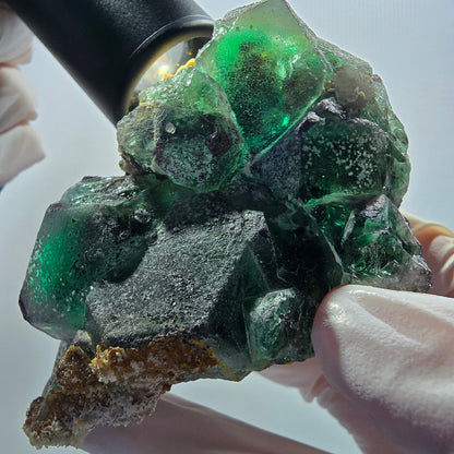 Fluorite fantôme, hexagonal, Muscovite, Opale hyalite Erongo, Namibie 74*49*57mm #12669