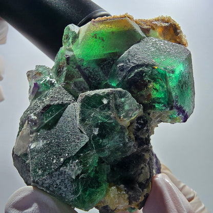 Fluorite fantôme, hexagonal, Muscovite, Opale hyalite Erongo, Namibie 74*49*57mm #12669