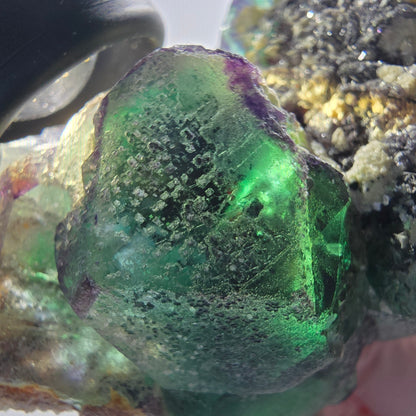 Fluorite fantôme, hexagonal, Muscovite, Opale hyalite Erongo, Namibie 74*49*57mm #12669