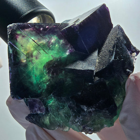 Seltene Phantom Fluorit Würfel Stufe, grün lila Okorusu, Namibia 69*61*45mm #12670