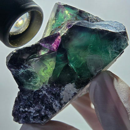 Rare Phantom Fluorite Cubes Specimen, Green Purple Okorusu, Namibia 69*61*45mm #12670