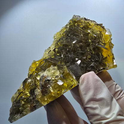 Fantôme Fluorite Cubes sur gangue, jaune Honey Pocket Okorusu Namibie 100*67*37mm #12671