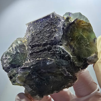 Stade de cubes de fluorine fantôme rares, verts bleus étagés Omehane, Namibie 67*64*40mm #12672