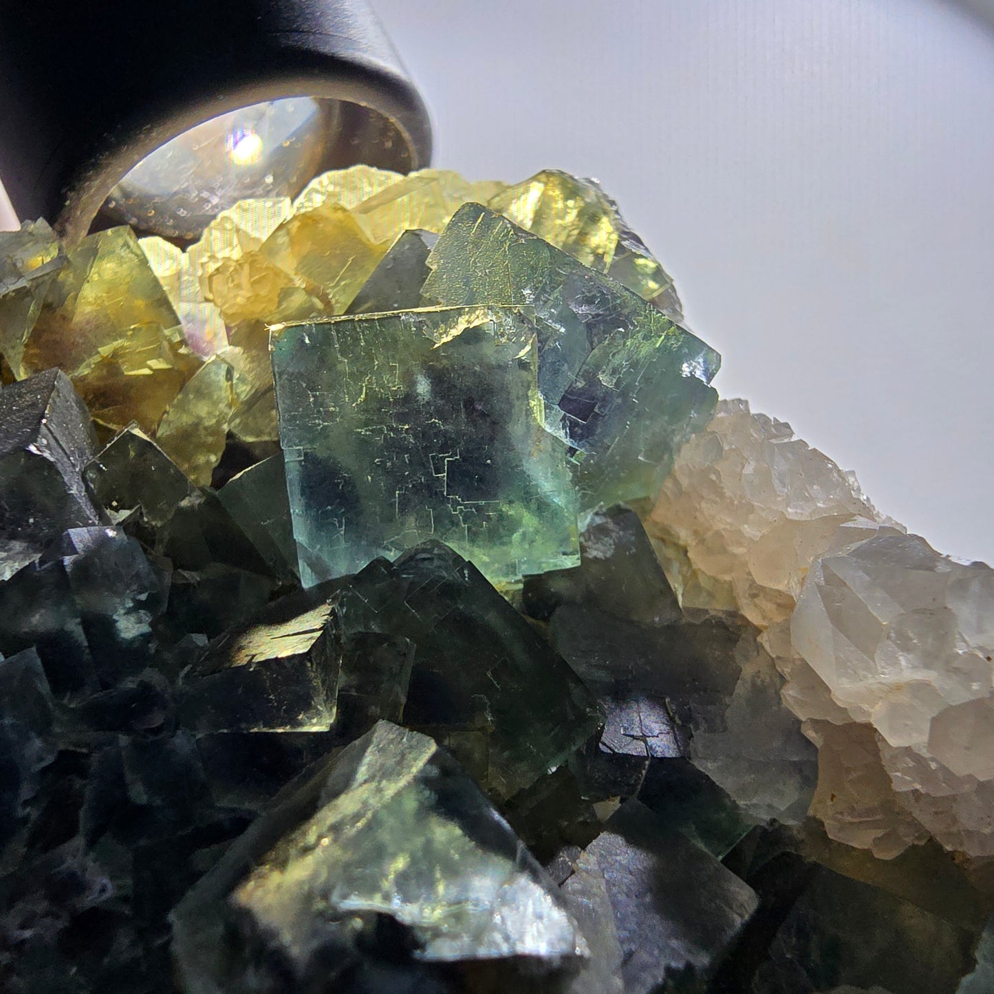 Große Phantom Fluorit, Quarz Stufe, grün parkettiert Okorusu, Namibia 128*109*44mm #12674