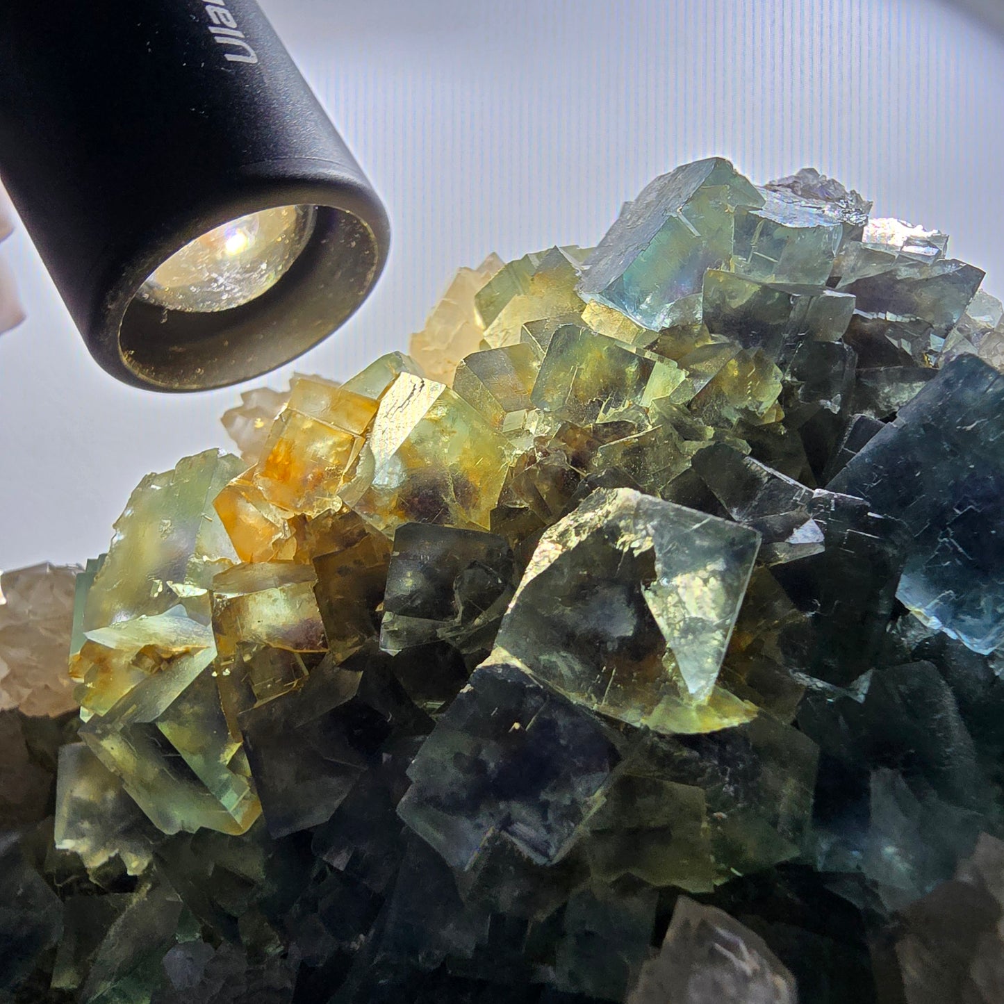 Große Phantom Fluorit, Quarz Stufe, grün parkettiert Okorusu, Namibia 128*109*44mm #12674