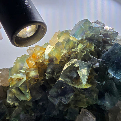 Große Phantom Fluorit, Quarz Stufe, grün parkettiert Okorusu, Namibia 128*109*44mm #12674