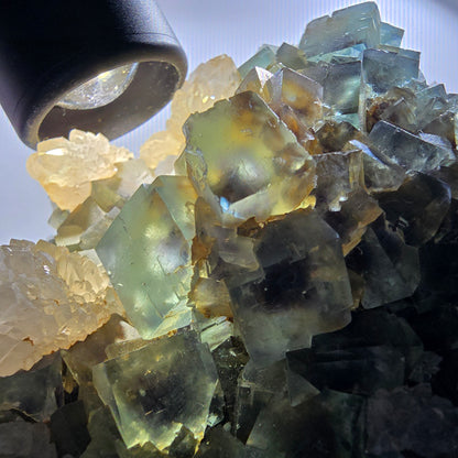Große Phantom Fluorit, Quarz Stufe, grün parkettiert Okorusu, Namibia 128*109*44mm #12674