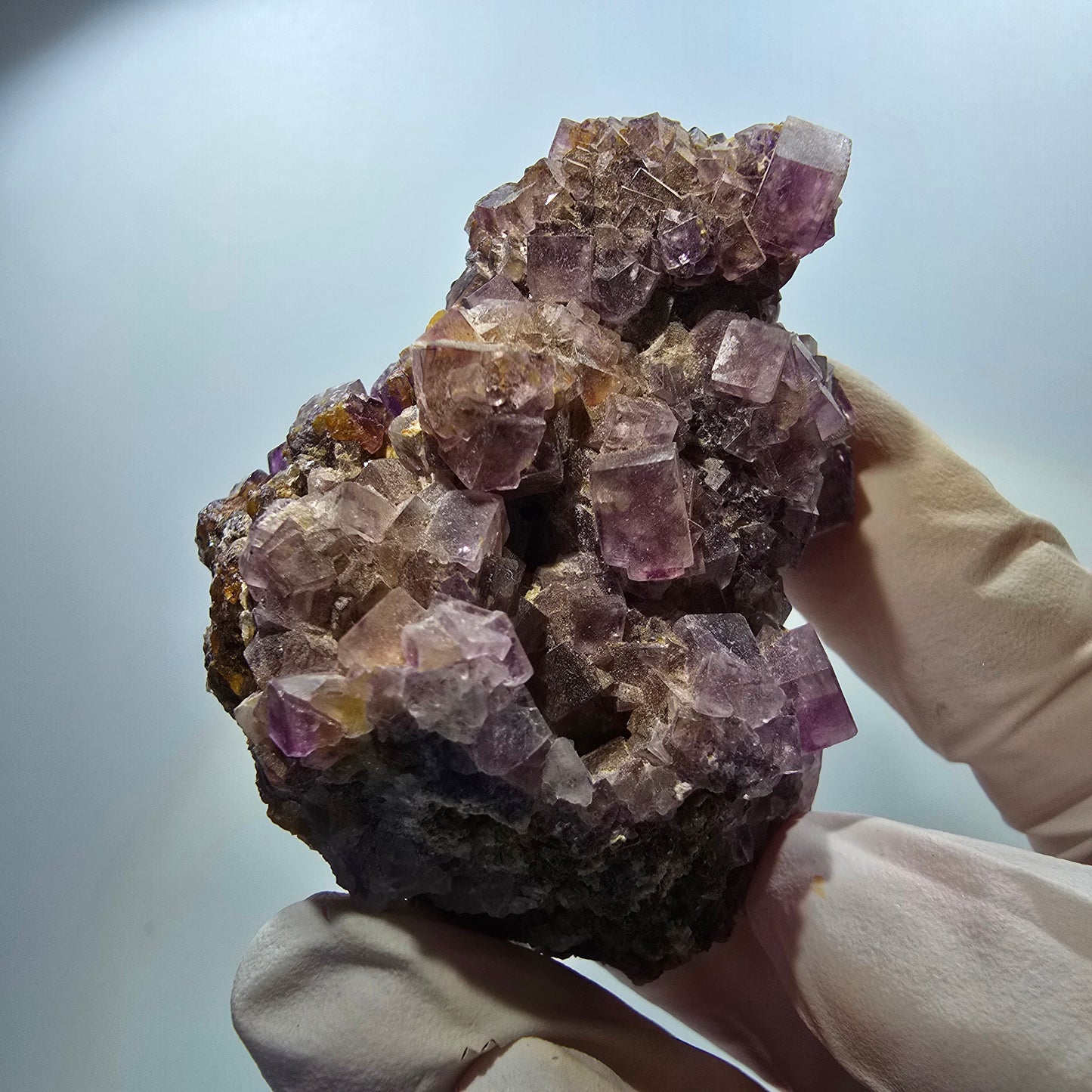 Étage de cubes rares de fluorine fantôme, violet vert Okorusu, Namibie 55*49*35mm #12676