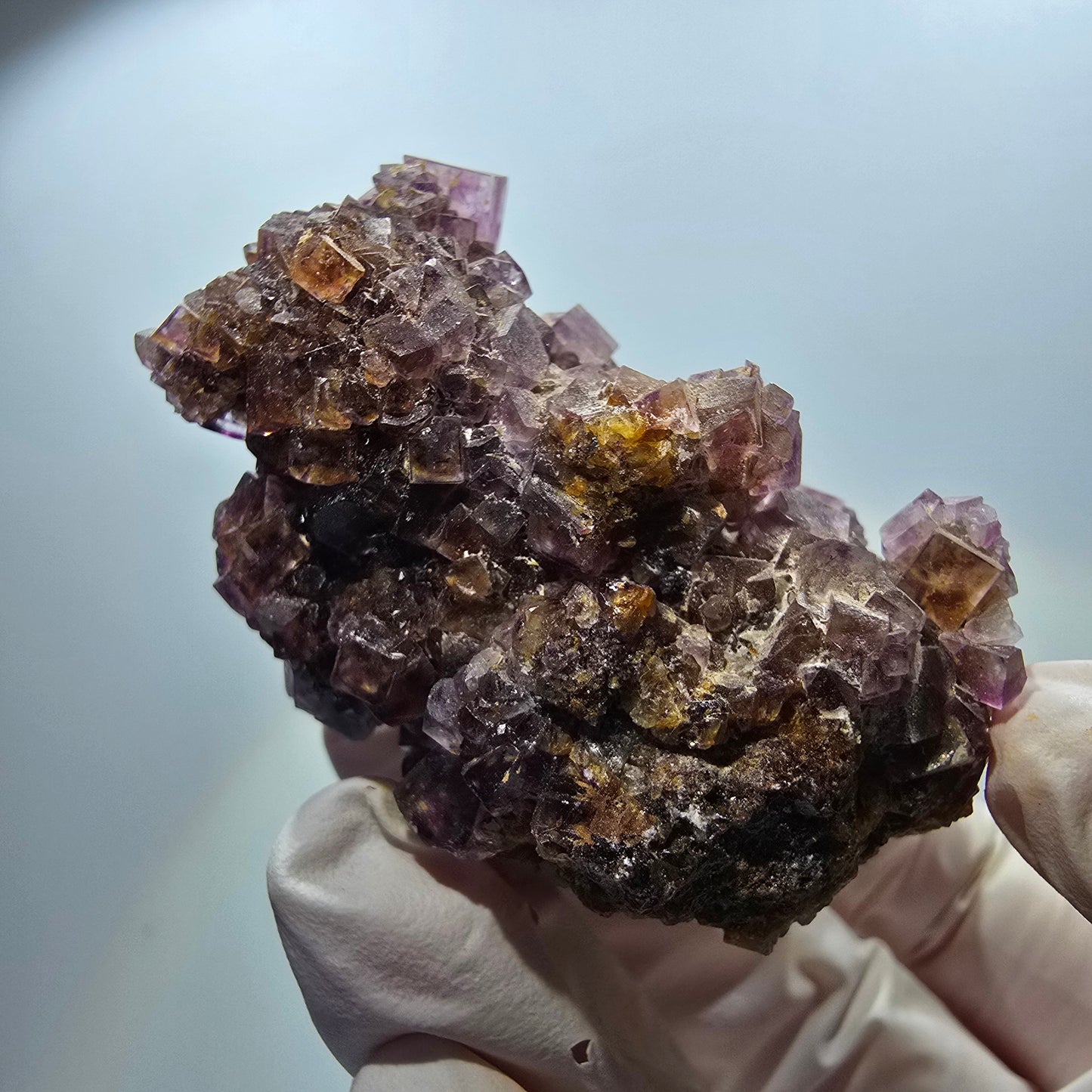 Étage de cubes rares de fluorine fantôme, violet vert Okorusu, Namibie 55*49*35mm #12676