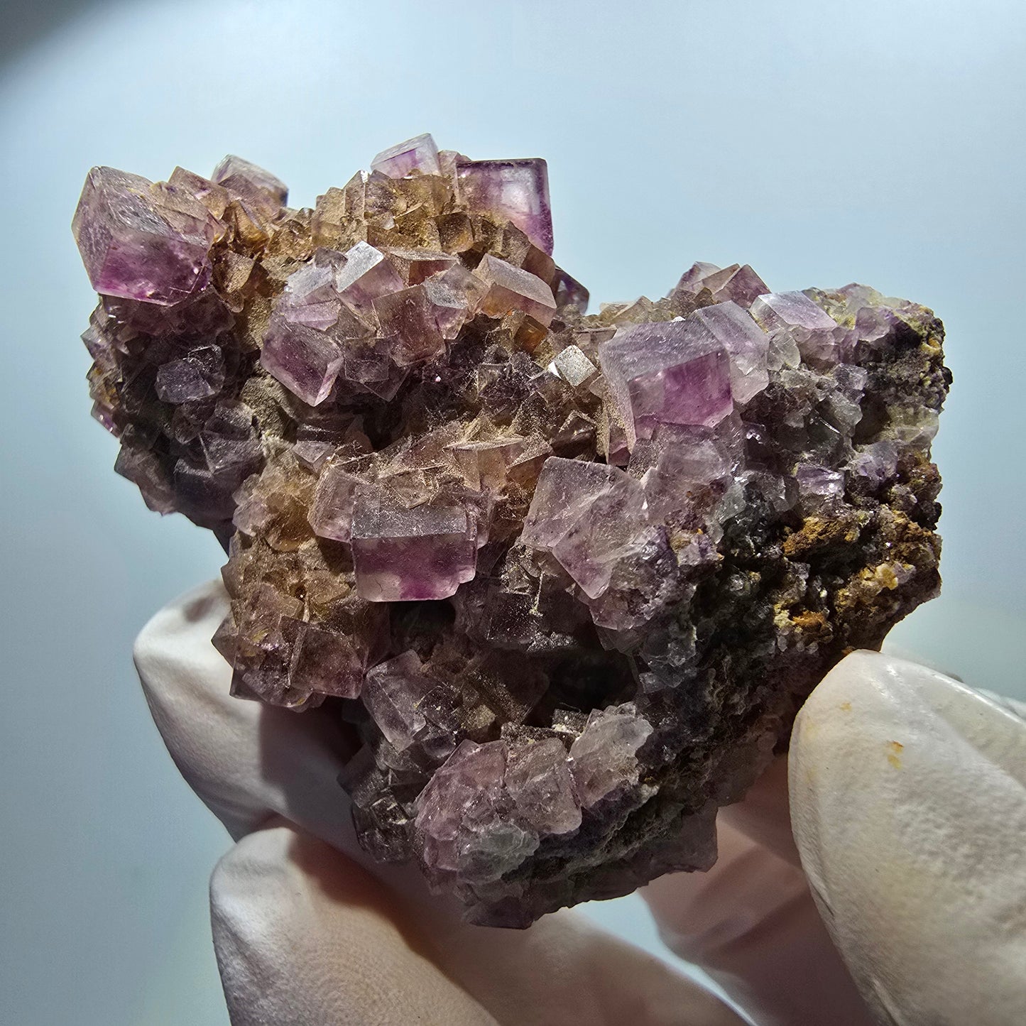 Étage de cubes rares de fluorine fantôme, violet vert Okorusu, Namibie 55*49*35mm #12676