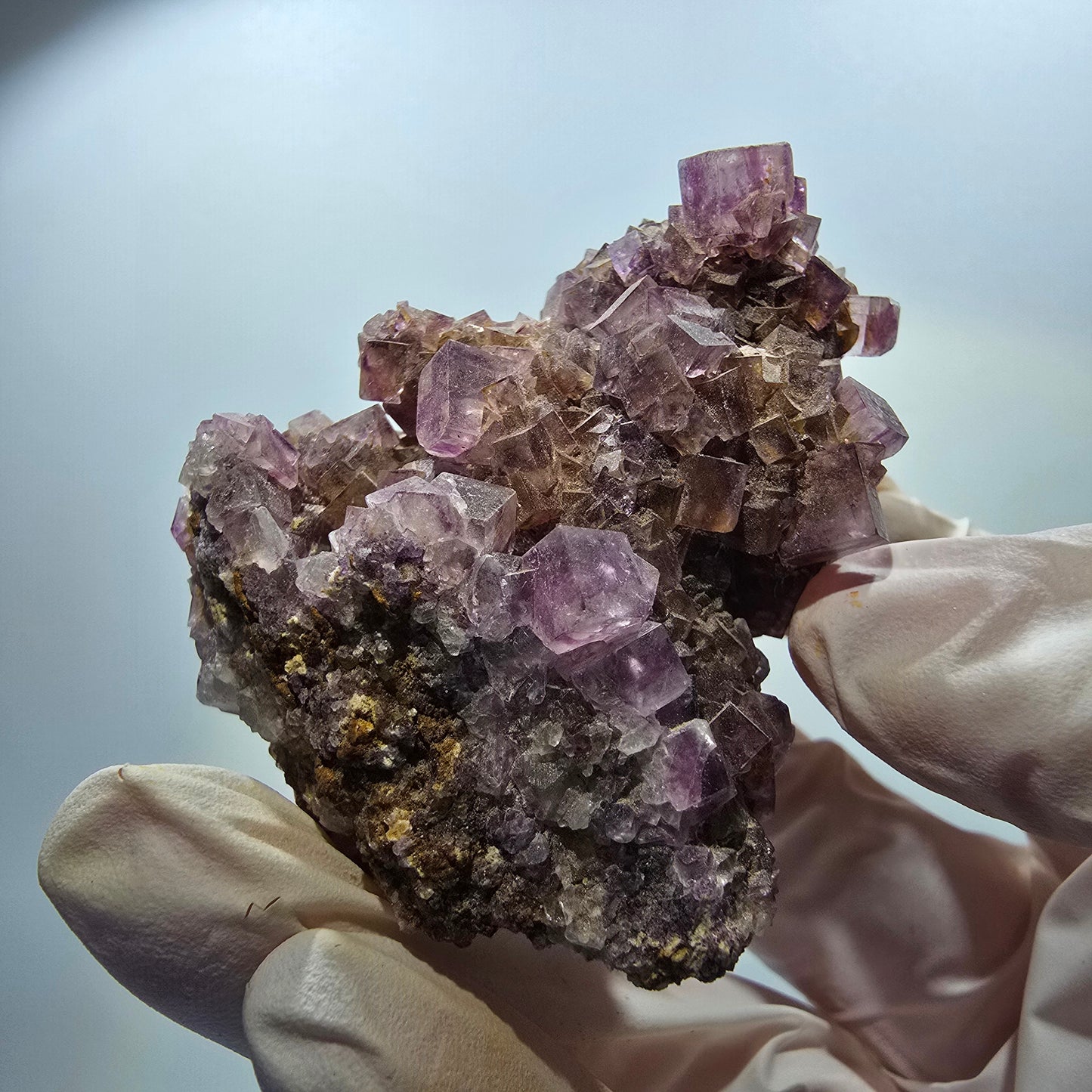 Étage de cubes rares de fluorine fantôme, violet vert Okorusu, Namibie 55*49*35mm #12676