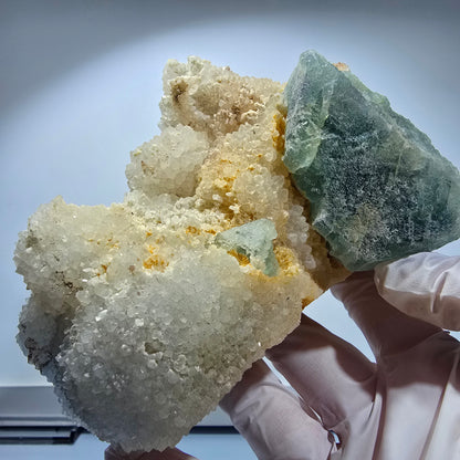 Große Phantom Fluorit, hexagonal, Quarz Stufe Omehane, Namibia 137*99*70mm #12678