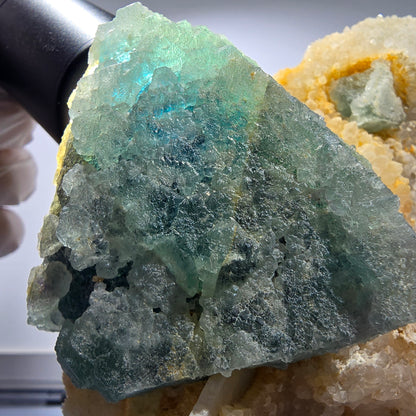 Große Phantom Fluorit, hexagonal, Quarz Stufe Omehane, Namibia 137*99*70mm #12678