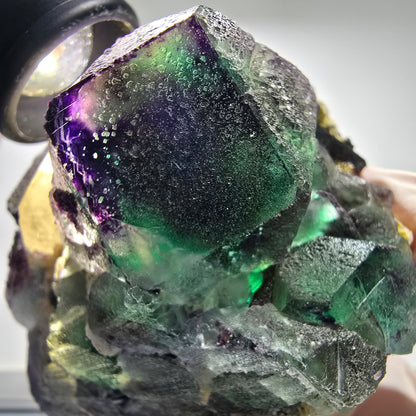 Große Fluorit, Rauchquarz, Schörl Turmalin, Hyalit, Muskovit Okorusu, Namibia 87*90*77mm #12679