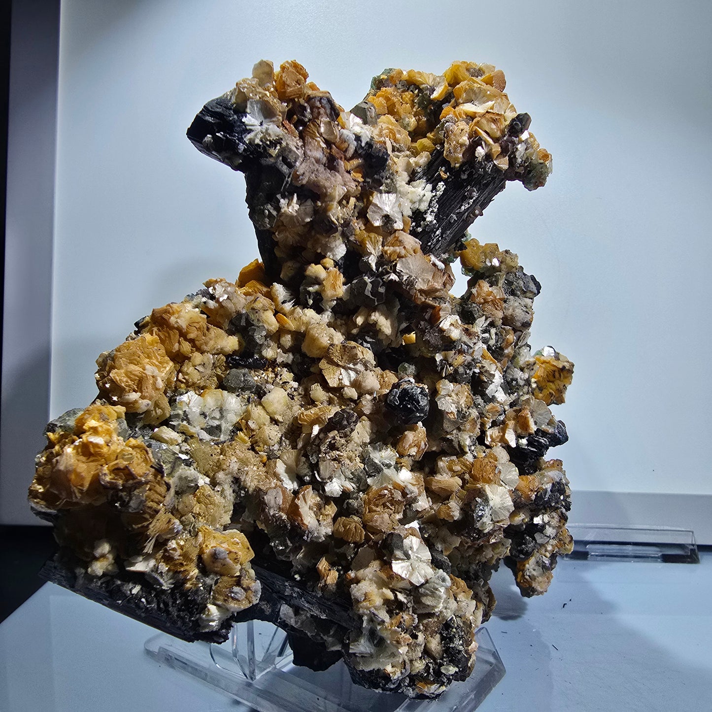 XXL Phantom Fluorite, Schorl Tourmaline, Hyalite Opal, Muscovite Erongo, Namibia 210*161*74mm #12681