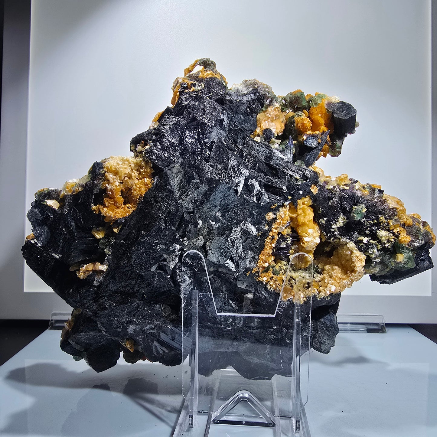 XXL Phantom Fluorite, Schorl Tourmaline, Hyalite Opal, Muscovite Erongo, Namibia 210*161*74mm #12681