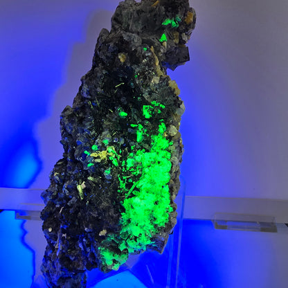 Fluorite XXL, quartz fumé, tourmaline schorl, hyalite, muscovite Erongo, Namibie 190*97*61mm #12686