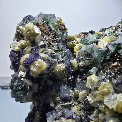 Fluorite XXL, quartz fumé, tourmaline schorl, hyalite, muscovite Erongo, Namibie 190*97*61mm #12686
