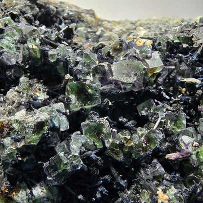 Fluorite XXL, quartz fumé, tourmaline schorl, hyalite, muscovite Erongo, Namibie 190*97*61mm #12686