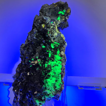 Fluorite XXL, quartz fumé, tourmaline schorl, hyalite, muscovite Erongo, Namibie 190*97*61mm #12686