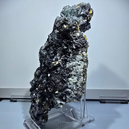 Fluorite XXL, quartz fumé, tourmaline schorl, hyalite, muscovite Erongo, Namibie 190*97*61mm #12686