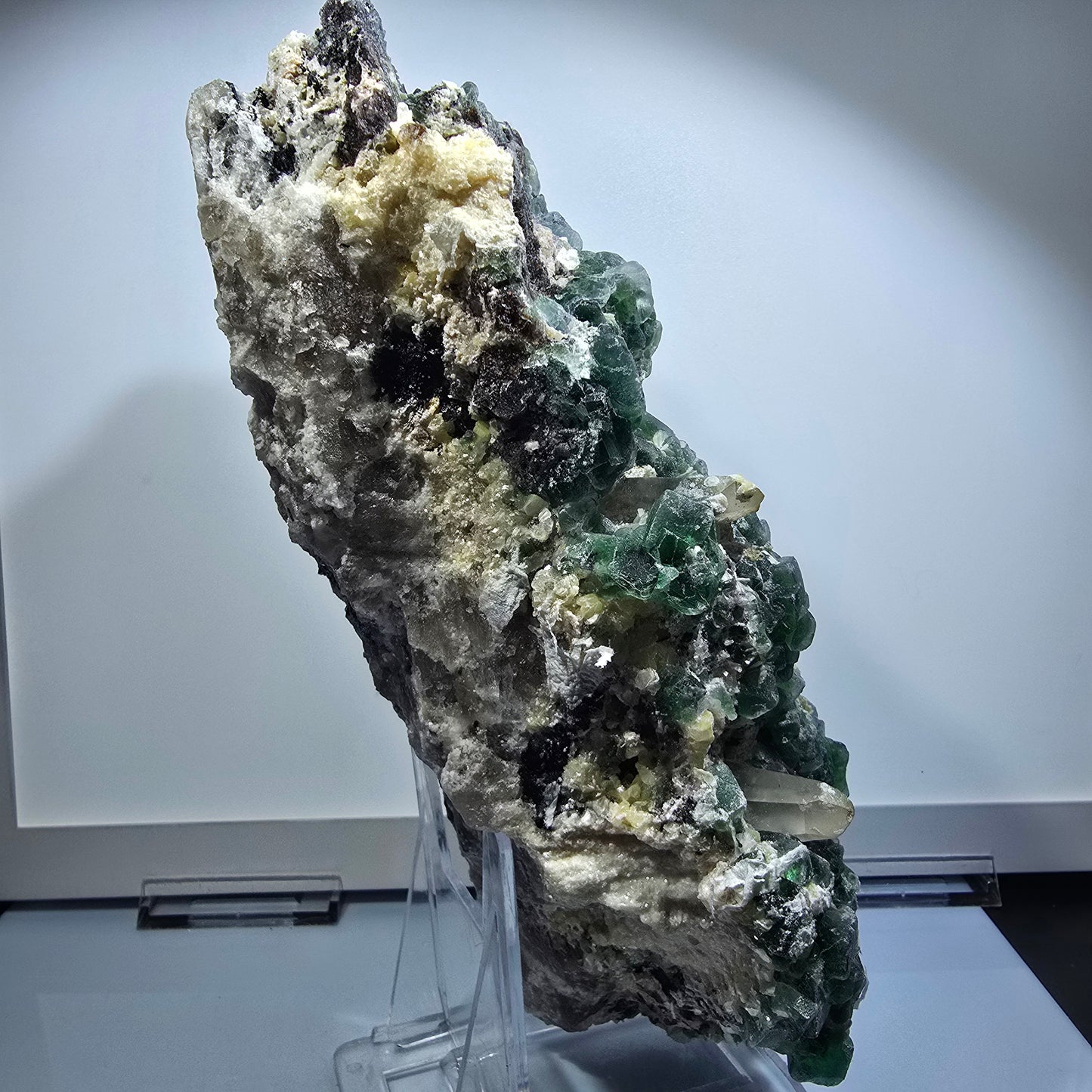 XXL Fluorite, Smoky Quartz, Schorl Tourmaline, Hyalite, Muscovite Erongo, Namibia 225*110*81mm #12687