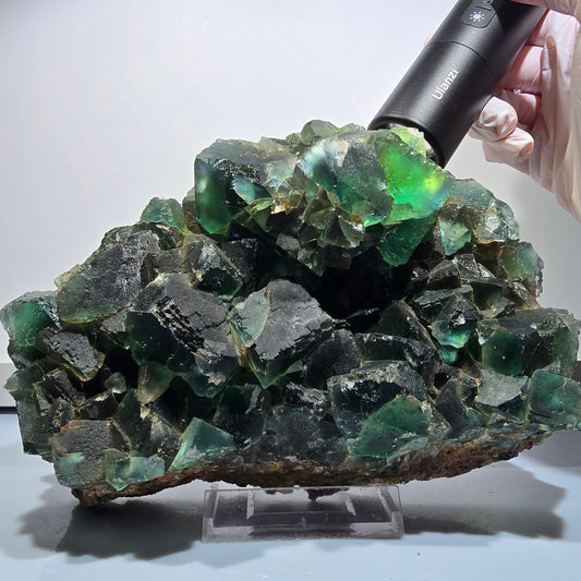 XXL Phantom Fluorit Würfel Stufe, grün parkettiert Okorusu, Namibia 173*123*80mm #12688