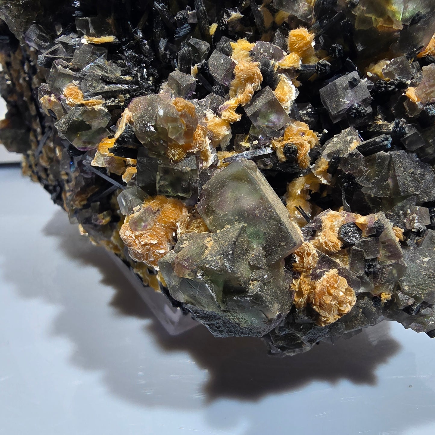 XXL Fluorite fantôme multicolore, Tourmaline schorl, Muscovite sur gangue Erongo, Namibie 151*86*131mm #12689