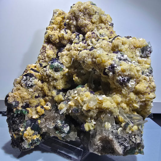 XXL Fluorit, Rauchquarz, Schörl Turmalin, Hyalit, Muskovit Erongo, Namibia 231*200*100mm #12691
